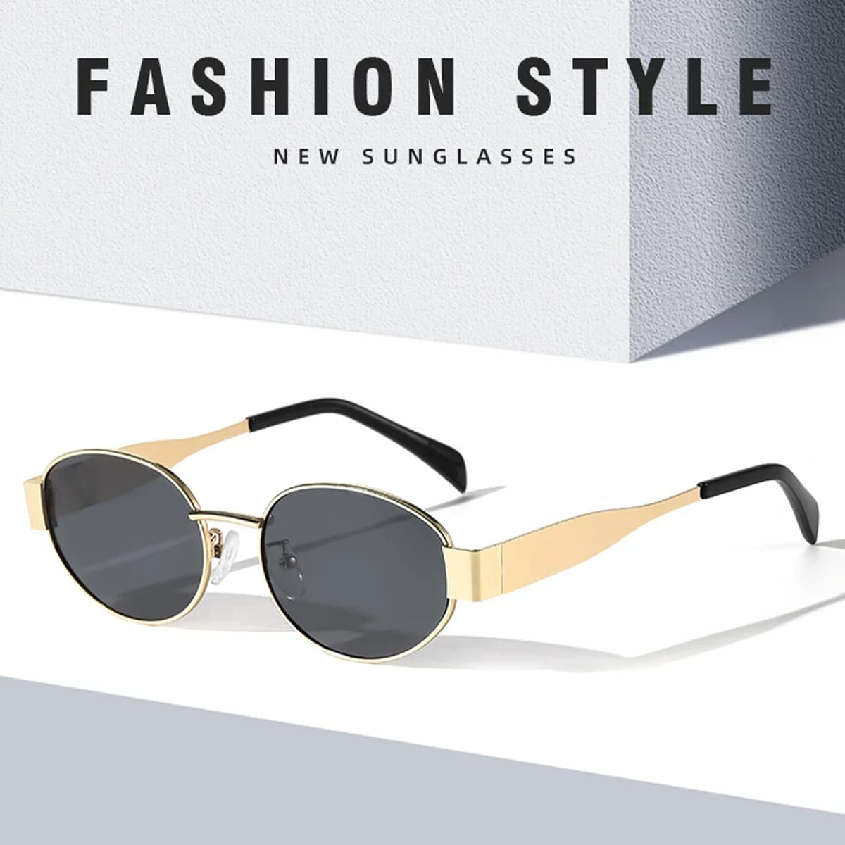 Occhiali da sole unisex di lusso in metallo, forme ovali, alla moda, protezione UV400, tinte eleganti per uomo e donna Occhiali Googles