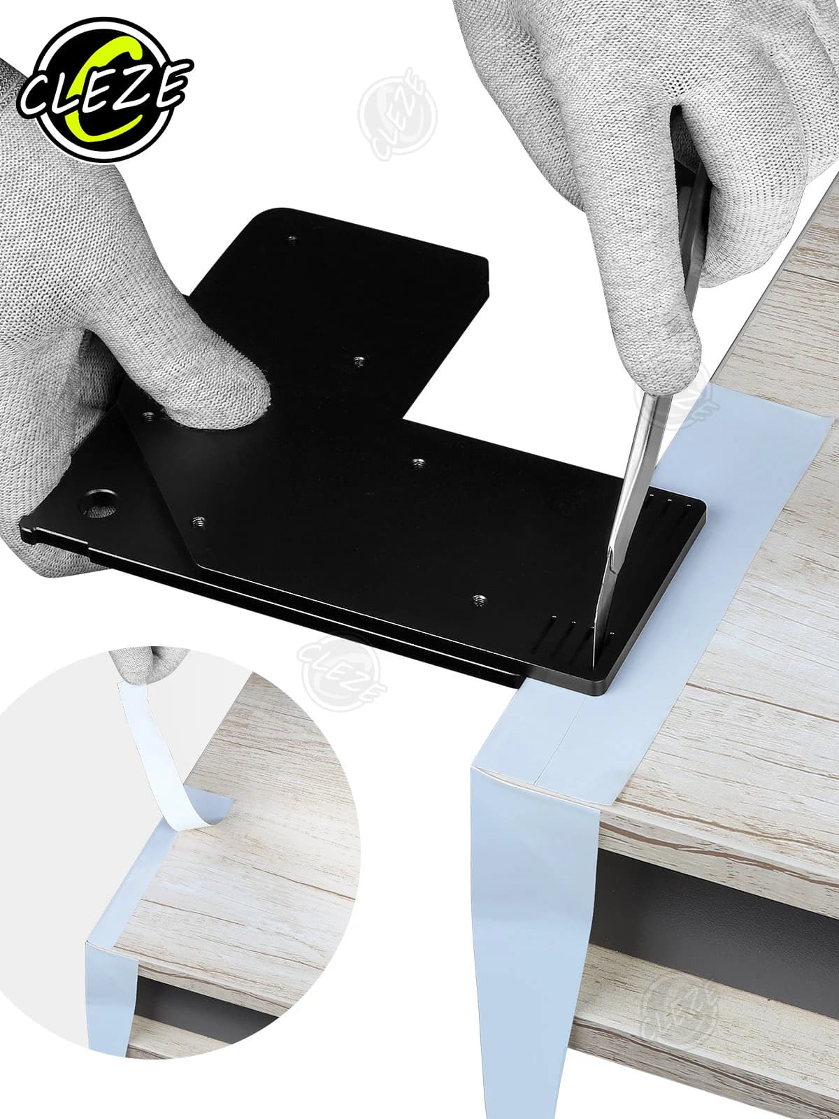 CLEZE Edge Wrap Cutter Plastic Vinyl Cutting Template for Car PPF Window Tint Decals and Furniture Film Corner Trimming Tool