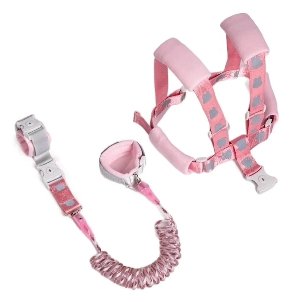Collegamento da polso riflettente anti smarrimento per bambini 2in1 1,5/2/2,5 m Cintura di prevenzione della perdita del bambino con corda a molla Guinzagli morbidi per imbracatura per bambini