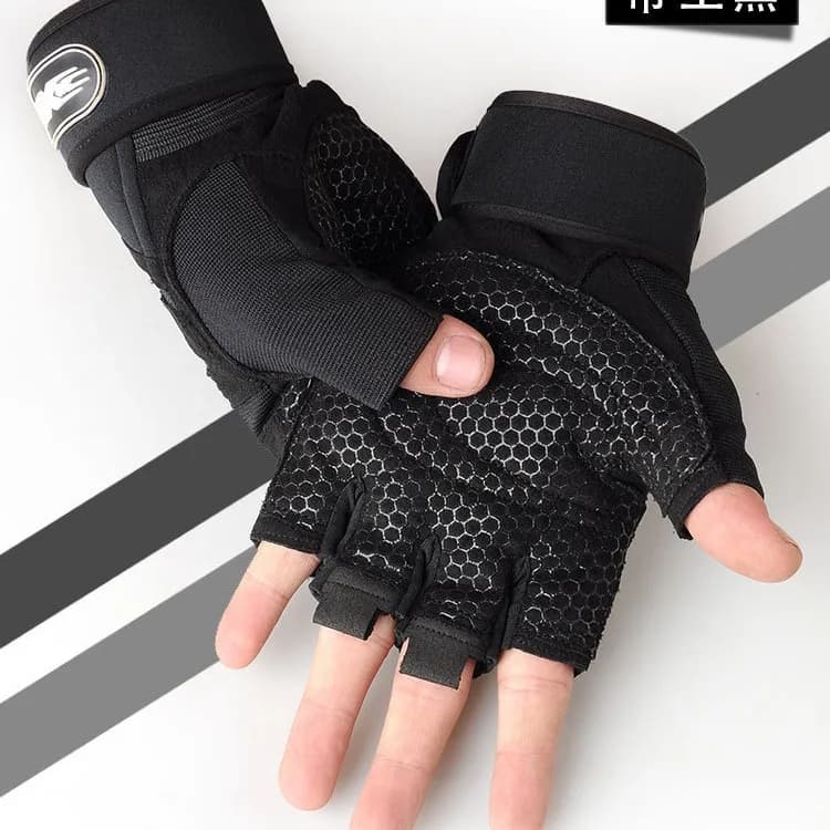 Exercise Gloves for gym weights Fitness Men Women's Body Building Non-slip Gloves with half fingers Wrist Support Weightlift Sport