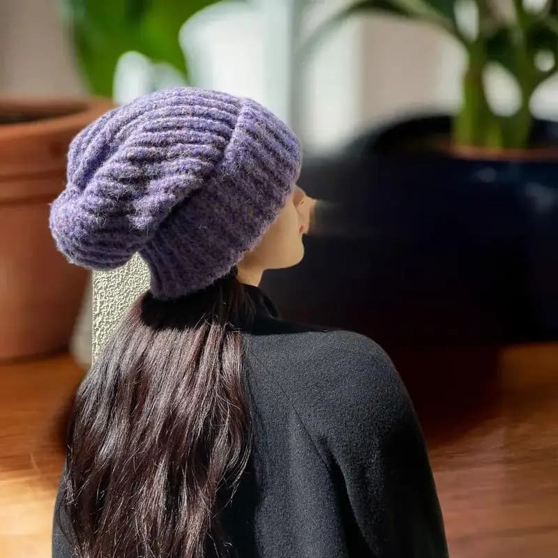 Cappello a cuffia in maglia calda stile coreano in colori caramelle; Berretto slouchy alla moda invernale per donna, regalo perfetto
