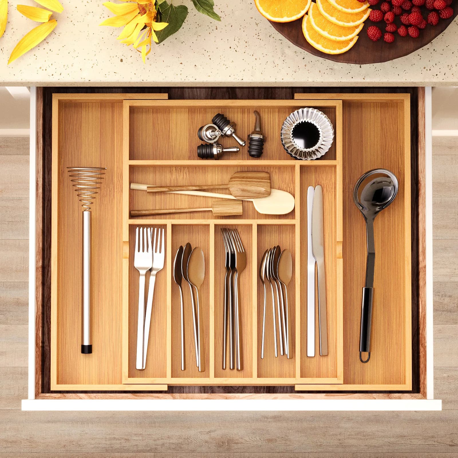 Multi-grid Kitchen Stoves Retractable Retractable Drawer Storage Box for Knives and Forks Bedside Tablet Tool Box for Home