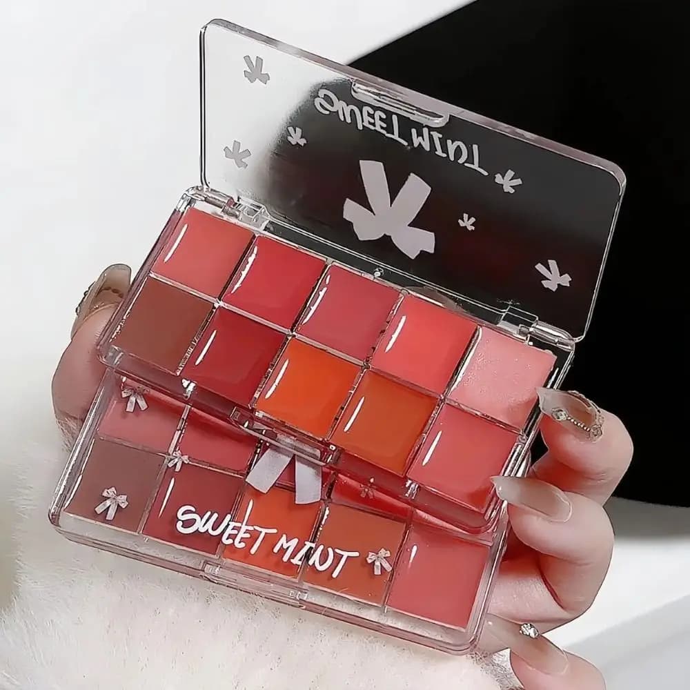 DIY Mixing Lip Color Jelly Lip Gloss Palette 10 Color Non-Sticky Cup Moisturizing Lipstick Palette Water Gloss Hydrating