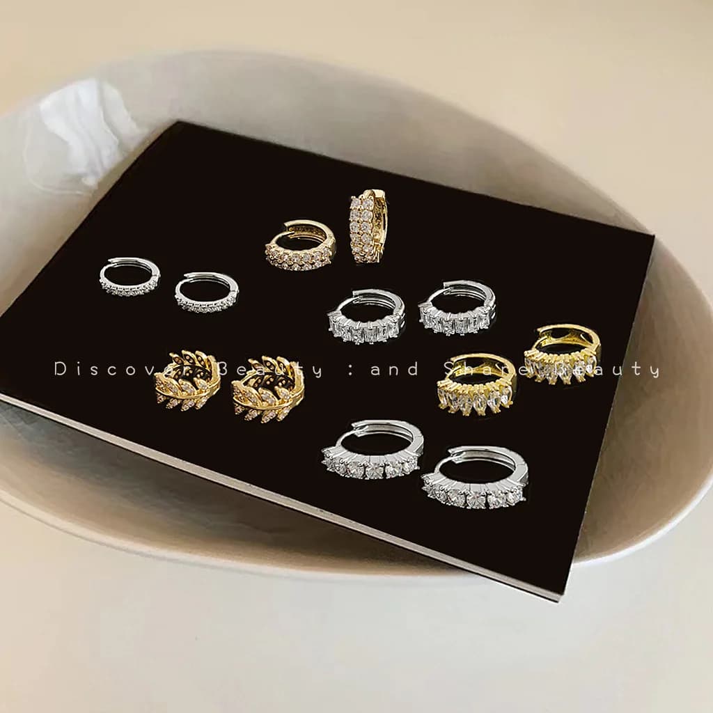 DIY accessories ins tide niche design sense zircon ear buckle fashion temperament high sense earrings personality commuter versa