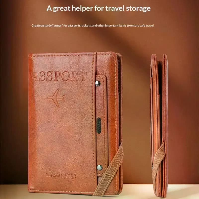 Porta Passaporto in PU per Uomo e Donna, Protezione Passaporto Multifunzione, Portafoglio per Carte di Credito e Documenti, Impermeabile, per Documenti Aziendali