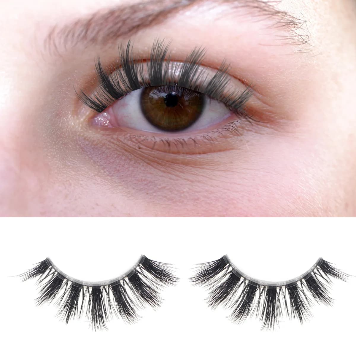 1 pair of natural fake 3D thick eyelashes, realistic self-adhesive hand-made fiber eyelashes (6)