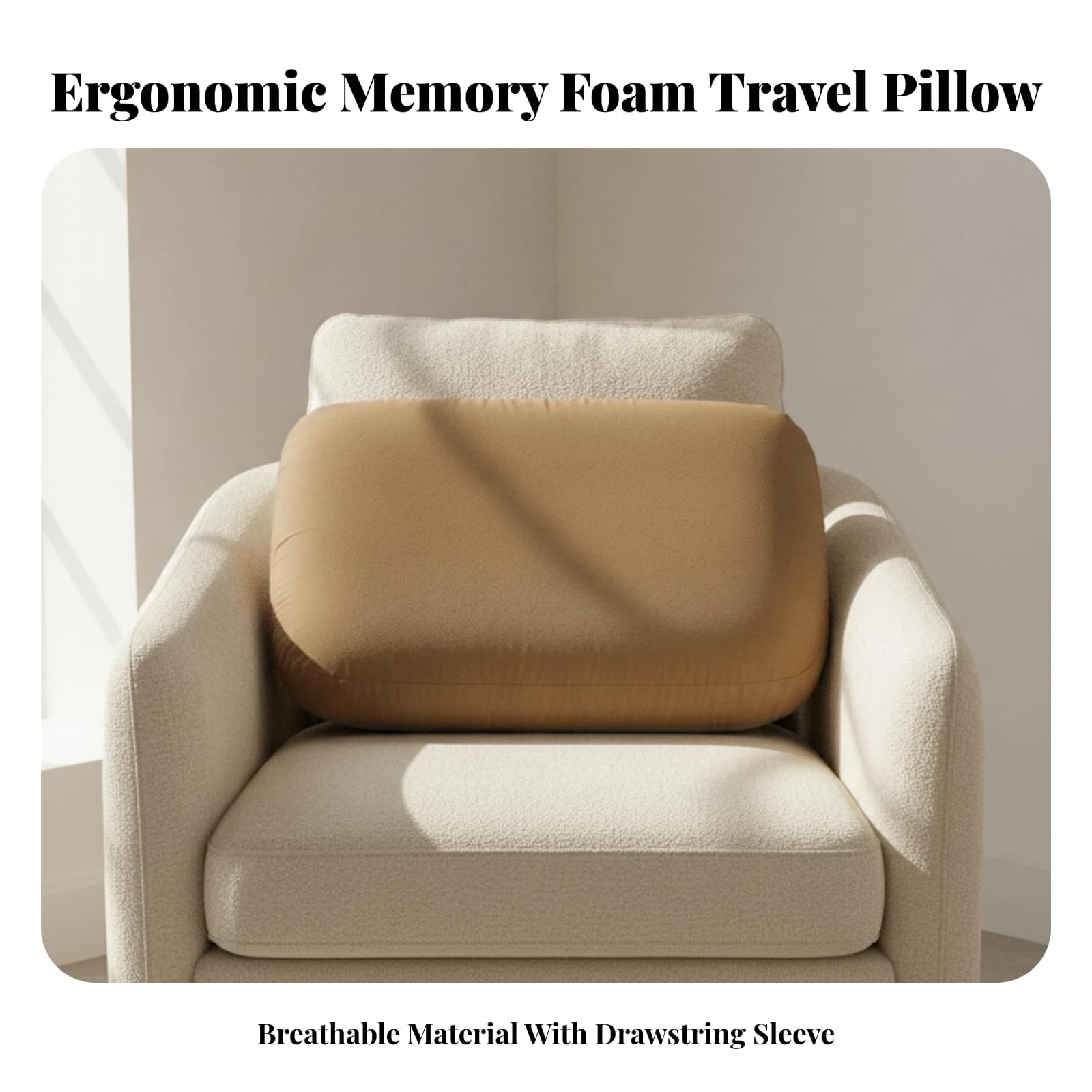 Memory Foam Travel Pillow Compact Travel Pillow Bedding Lightweight Supportive for Travelers, Airplanes, Train Journeys