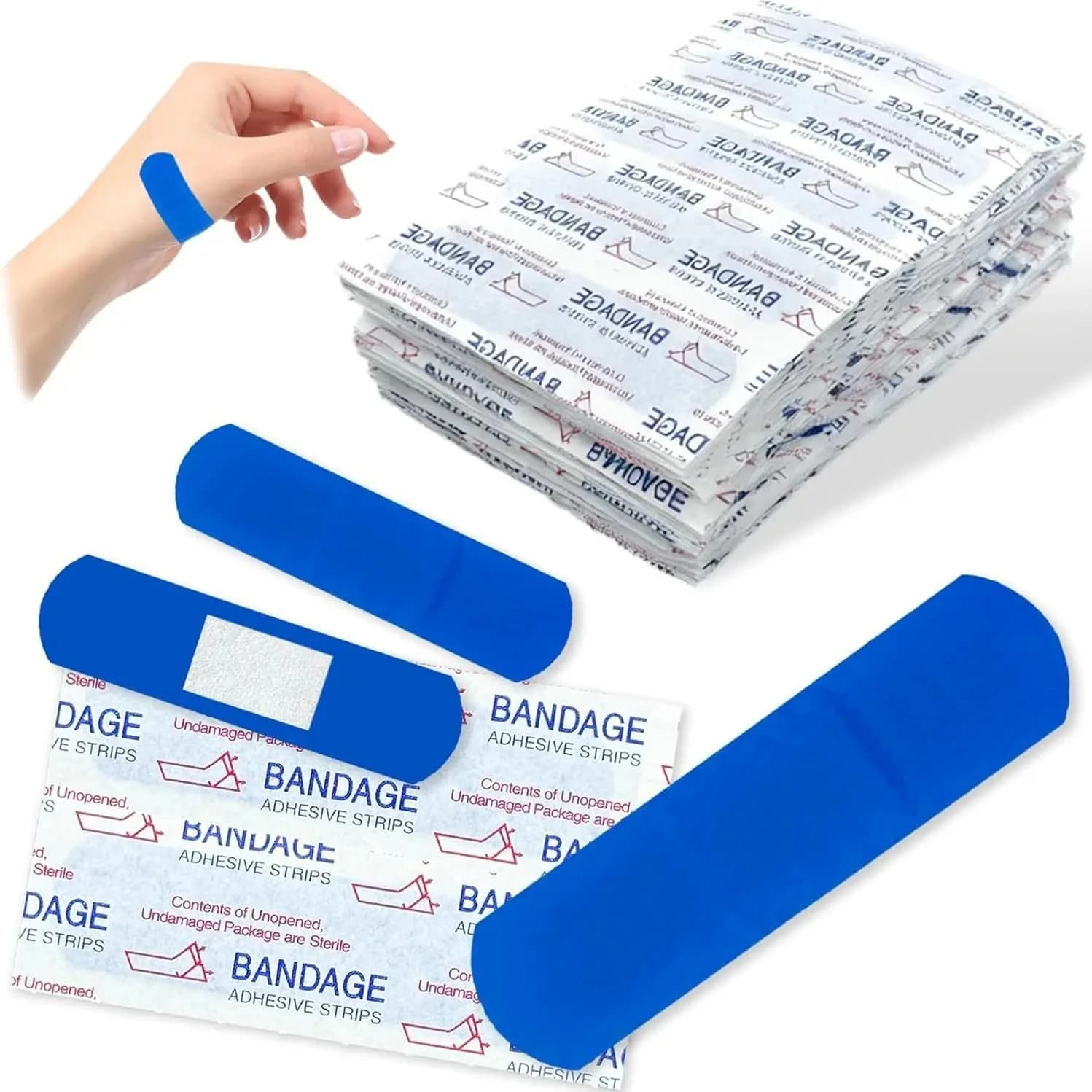 30Pcs/Set Blue Patch Tape Metal Detectable Band Aid Adhesive Bandages First Aid Strips for Food Service Industry Plasters Patch
