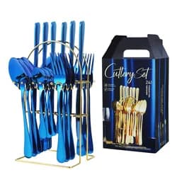 24 pezzi set di stoviglie in acciaio inossidabile coltello forchetta cucchiaio set di posate da tavola festival cucina stoviglie regalo set di posate dorate