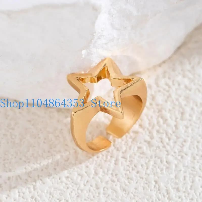 652F Y2K Silver/Gold Opening Rings Adjustable Rings Party Jewelry Accessory