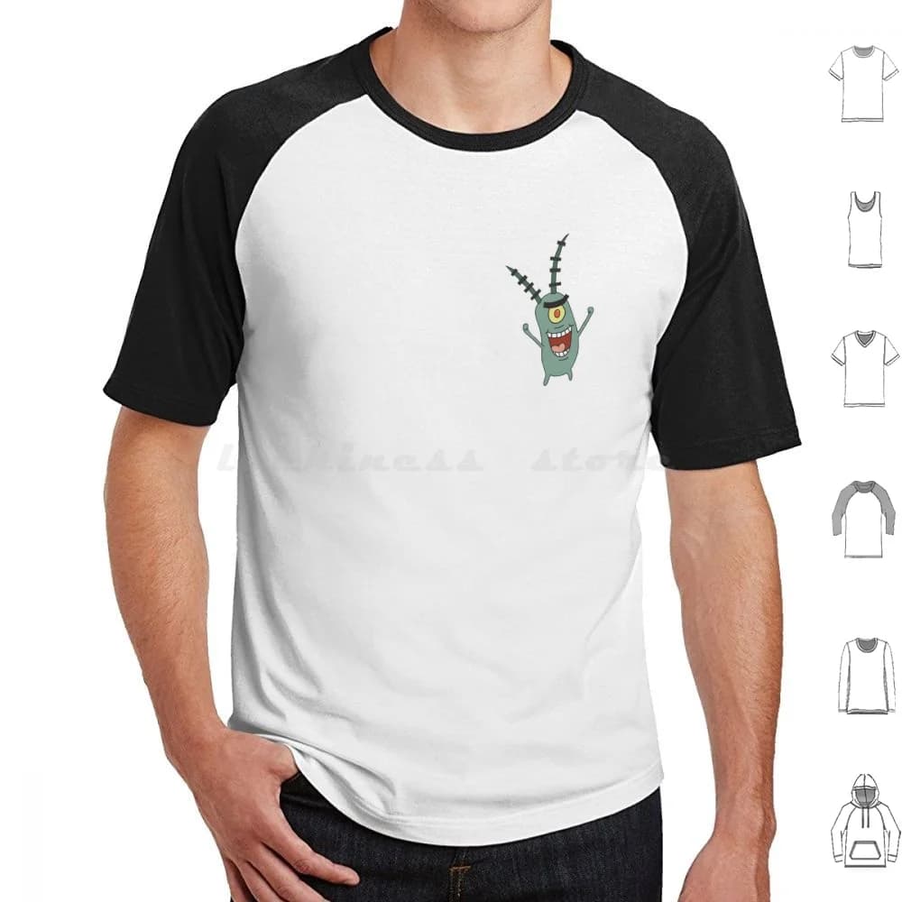 T-shirt con disegno plankton di grandi dimensioni 100% cotone plankton verde top portafogli per telefono custodie per tablet