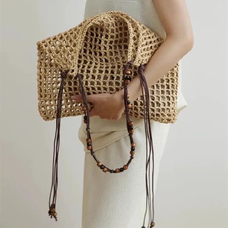 Borsa da spiaggia estiva grande Capaci intrecciata a mano Borsa a tracolla da donna Pigro rilassante Sensazione St Tote Bag Borsa casual coreana Sle