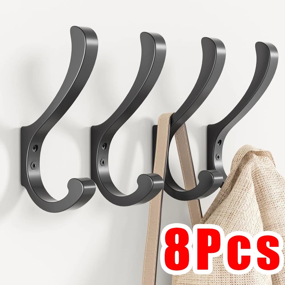 Heavy Duty Wall Mount Coat Racks Hook Durable Black Metal Hooks for Hanging Coats Backpacks Bookbags Bathroom Accessories Holder