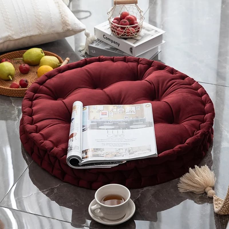 Nordic Velvet Thickened Cushion Pure Color Sofa Pillow Home Handmade Fabric Art Tatami Window Zafu Meditation Pad