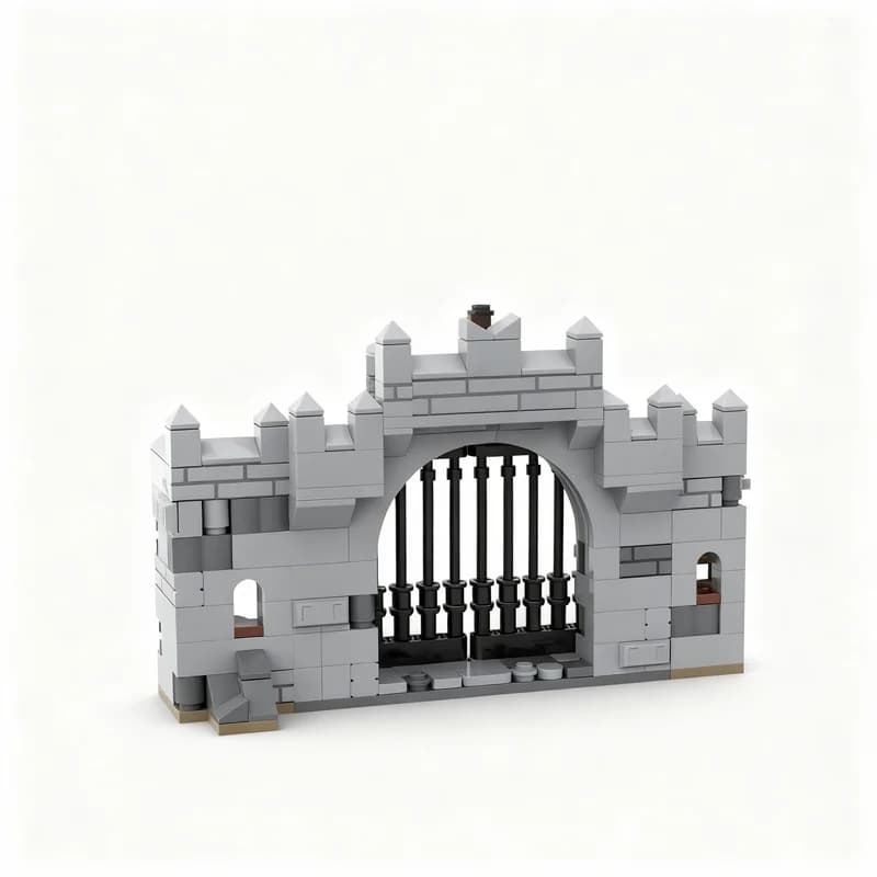 Set di Costruzioni MOC Castello Medievale con Cancello, 242 Pezzi, Modello Cavalieri Neri, Gioco Educativo Creativo, Regalo di Natale