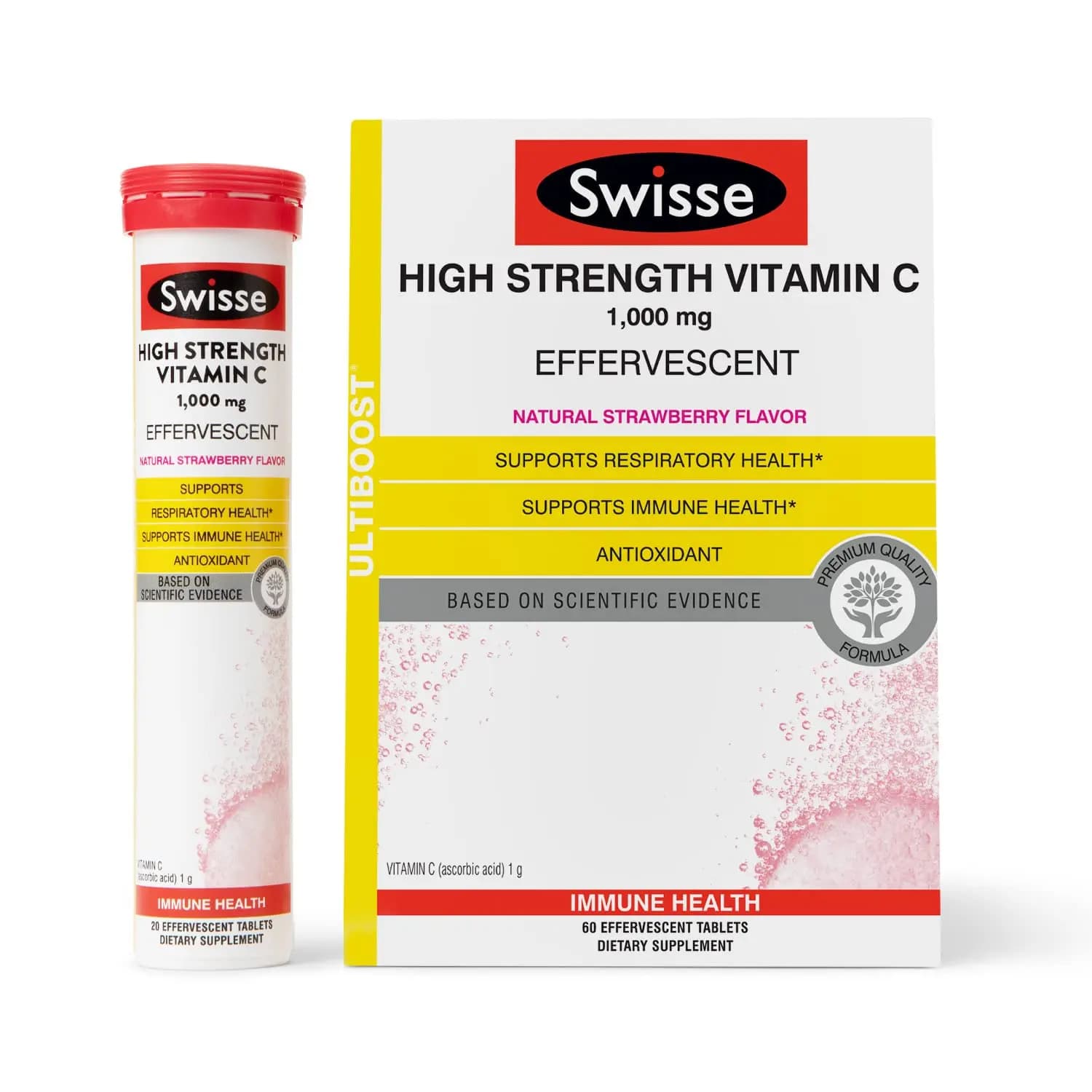 Swisse effervescent vitamin C 1000mg tablets in soluble vitamin C powder |