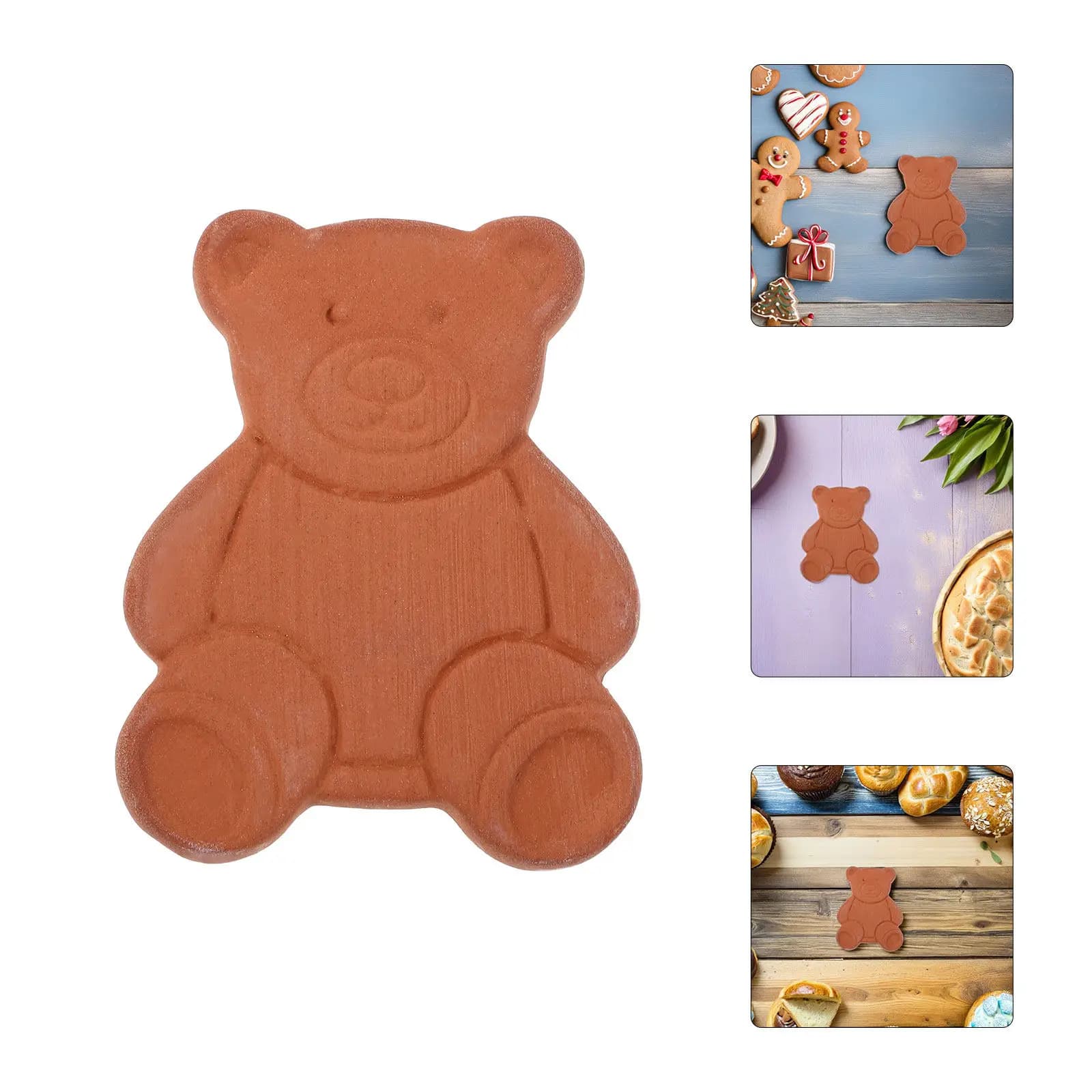 Set di 3 Pezzi a Forma di Orso, Salvagusto in Terracotta, Conservatore di Zucchero Integrale, Contenitore per Snack, Frutta Secca, Biscotti e Alimenti