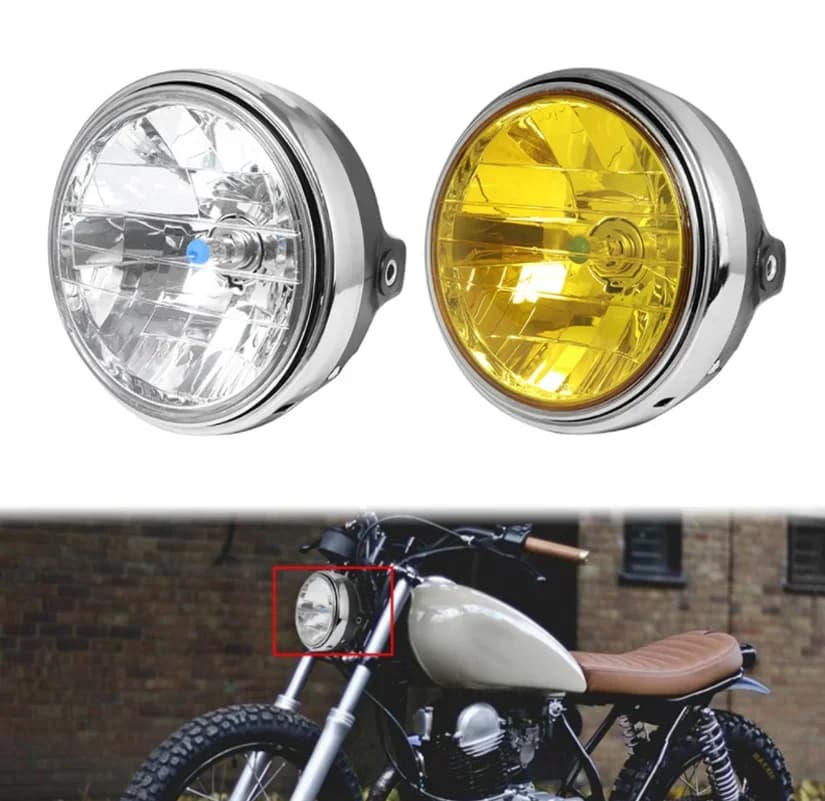 Per Honda CB Series 7 pollici 35W faro universale per moto giallo Crystal Glass Clear Lens Beam Round LED Headlight