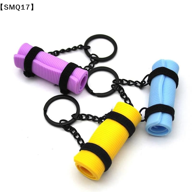 Yoga Mat Mini Foam Roller Keyring Sports Style Silicone Foam Keychain Trinket Creative How To Yoga Keychain【SMQ】