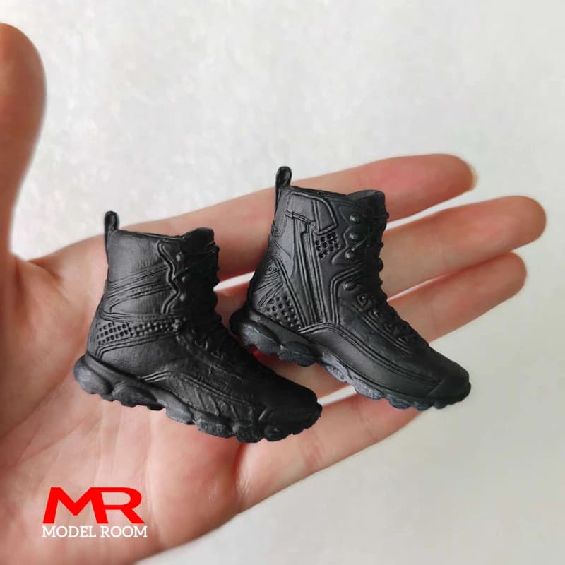 1/6 Scale Male Black Combat Boots Hiking Boots Solid Shoes Model Fit 12 inch Soldier Detachable Feet Action Figure Body