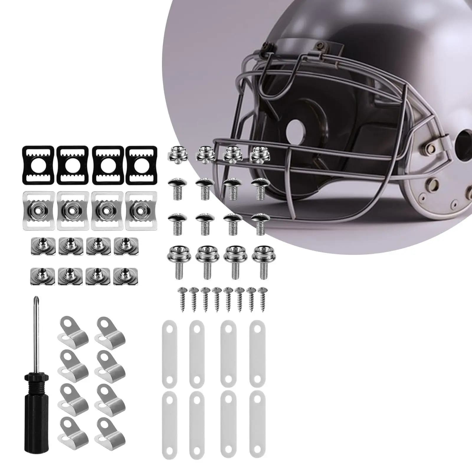 Stainless Steel Hockey Helmet Repair Kit Universal Sports Accessory Hardware Set for Ice Hockey Football