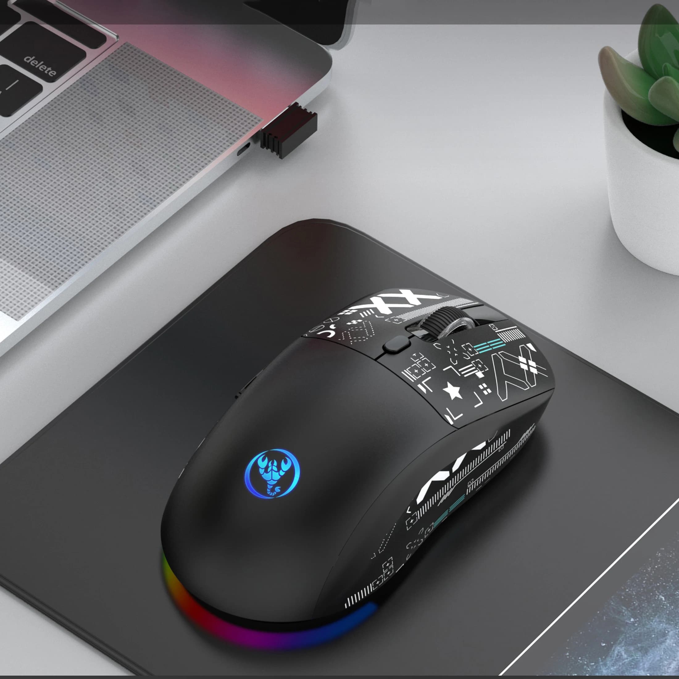 Wireless Gaming Mouse, 3-Mode, Optical, USB Type-C, Rechargeable Compatible with Windows 7, for PC/Mac Gamers & Business Travel