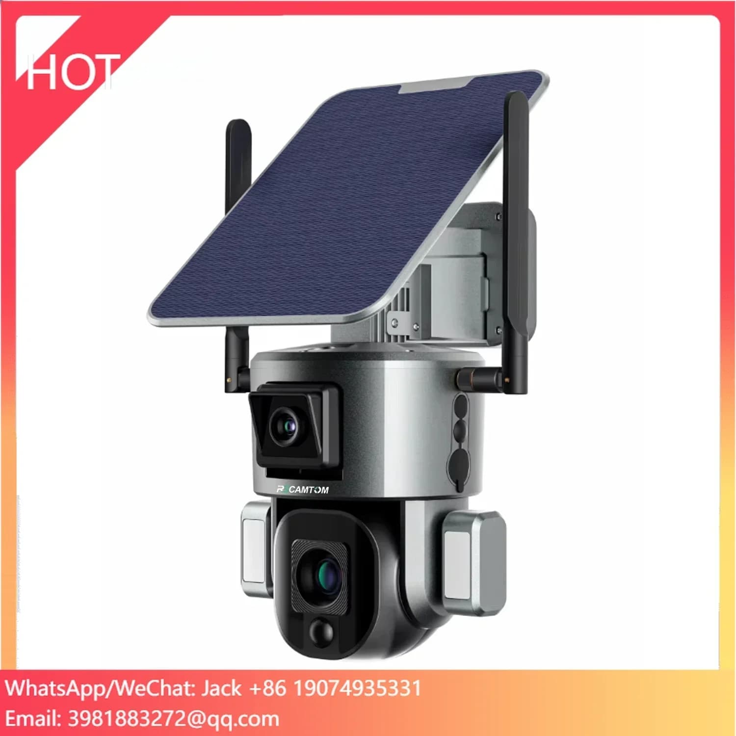 Sistema di Telecamere di Sicurezza Solari Rscamtom 4K con Doppia Lente per Esterni, Wireless con Zoom 10X, Allarme Push e PTZ 4G