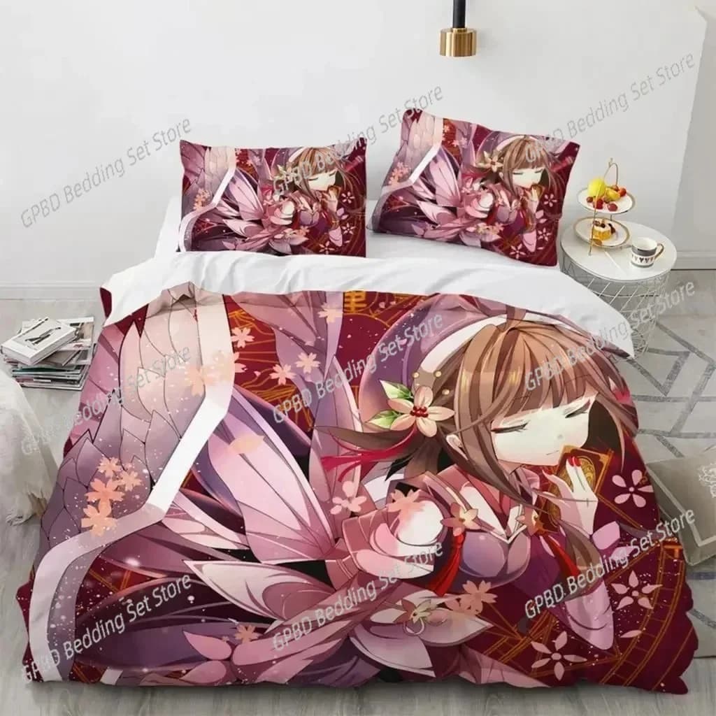 Set biancheria da letto Anime Card Captor Sakura stampato in 3D adatto per set copripiumino camera da letto con federe Tessili per la casa dei bambini