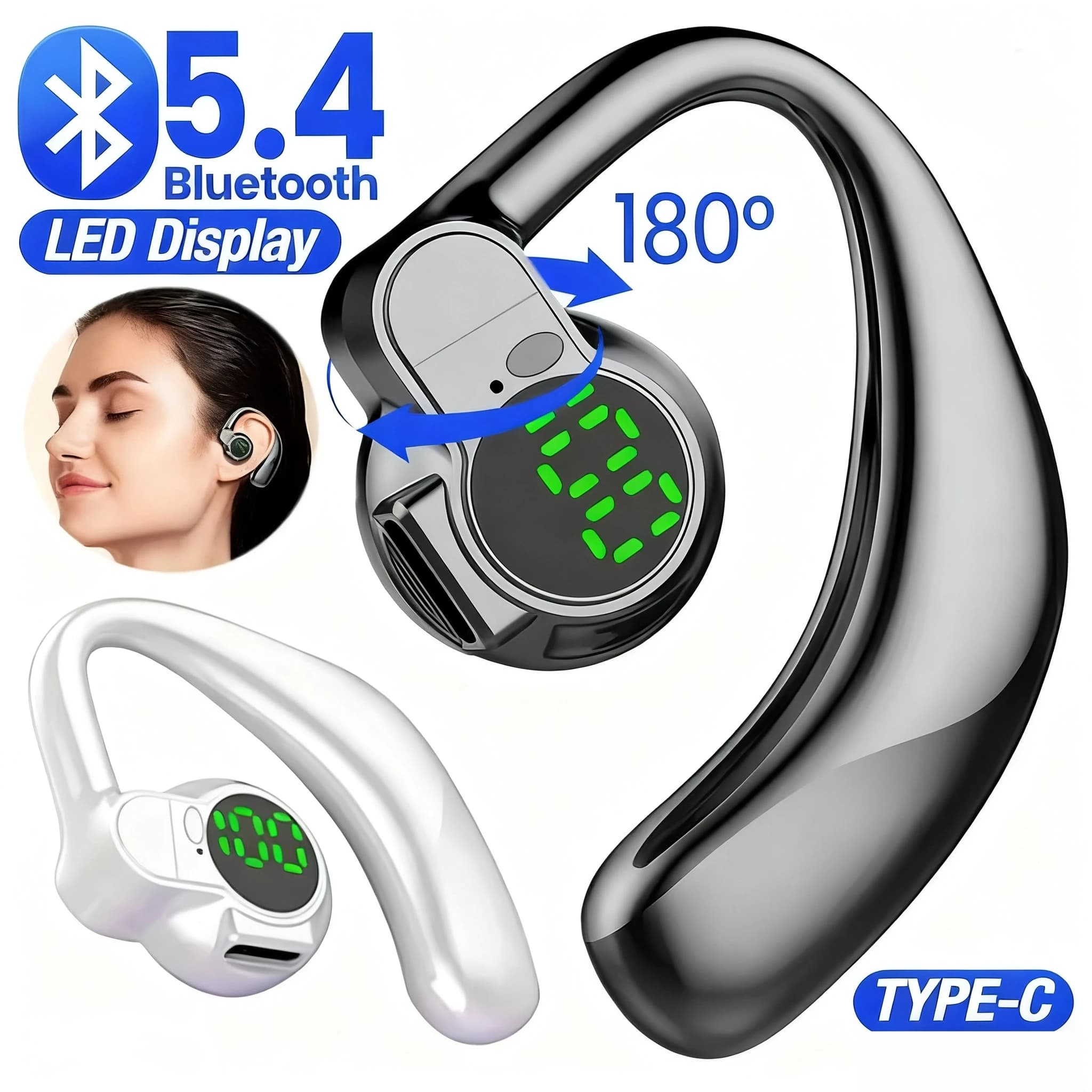 Cuffie Bluetooth wireless a conduzione ossea con microfono, cuffie sportive vivavoce con cancellazione del rumore