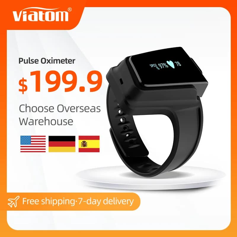 Viatom Checkme O2 Max Monitor for pulse blood oxygen saturation to track low level SpO2 and pulse rate 24 hours