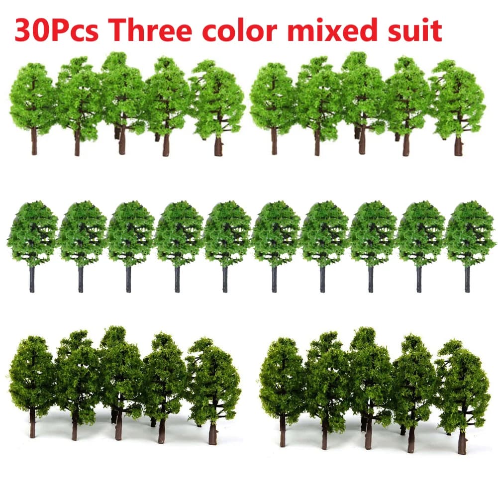 30 pezzi di alberi modello per treno ferroviario alberi modello artificiale set misto ornamento micro = paesaggio decorazione paesaggistica giocattoli fai da te