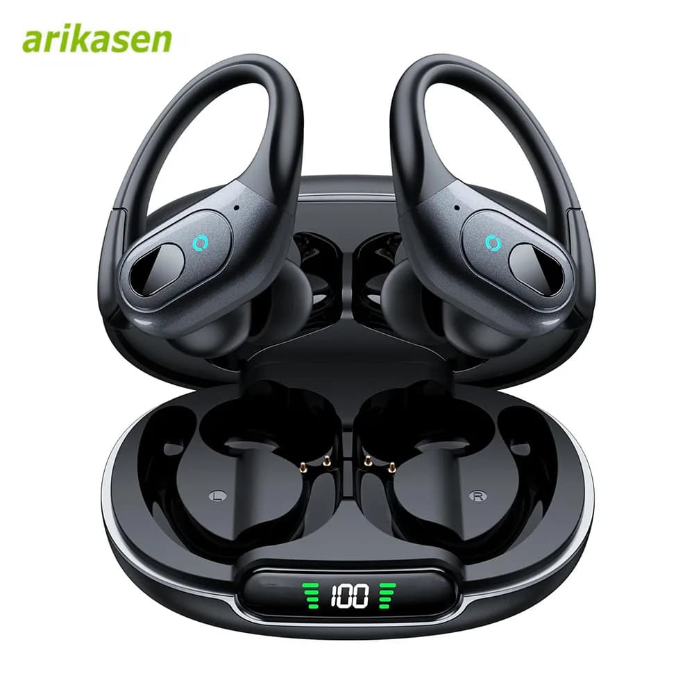 Bluetooth Headphones Wireless Earbuds 90Hrs Playback Sport Ear Buds with Earhook LED Display Charging Case IP7 Waterproof Earbud