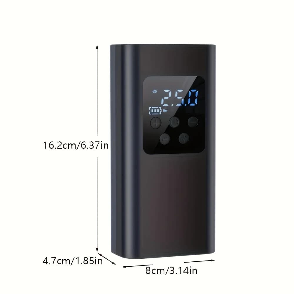 Compressore d'aria portatile per gonfiaggio pneumatici da 1 pezzo con manometro digitale, wireless, funzione di spegnimento automatico, batteria ricaricabile tramite USB