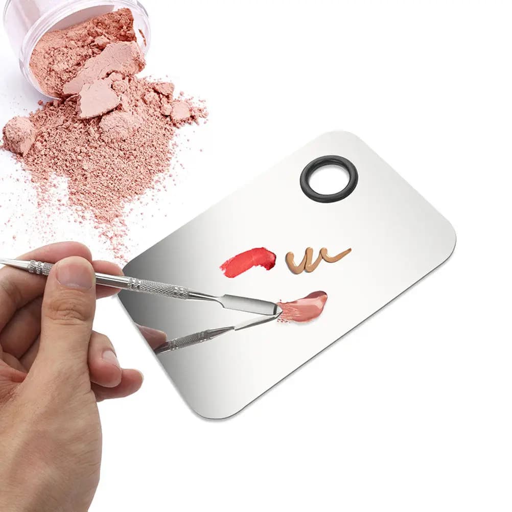 Set di Palette Mini in Acciaio Inox da Indossare al Dito per Miscelare Fondotinta, Correttore, Rossetto, Pigmenti, Nail Art e Bellezza Fai-da-Te