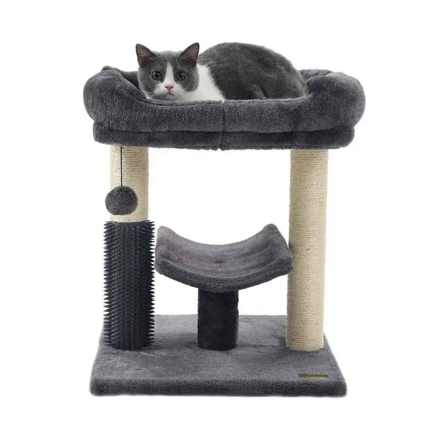 Torre Tiragraffi per Gatti da 20 Pollici, Tiragraffi Piccolo in Sisal per Gatti da Interno e Gattini, con Cuccia Morbida e Postazione Rilassante, Auto-Ricaricabile