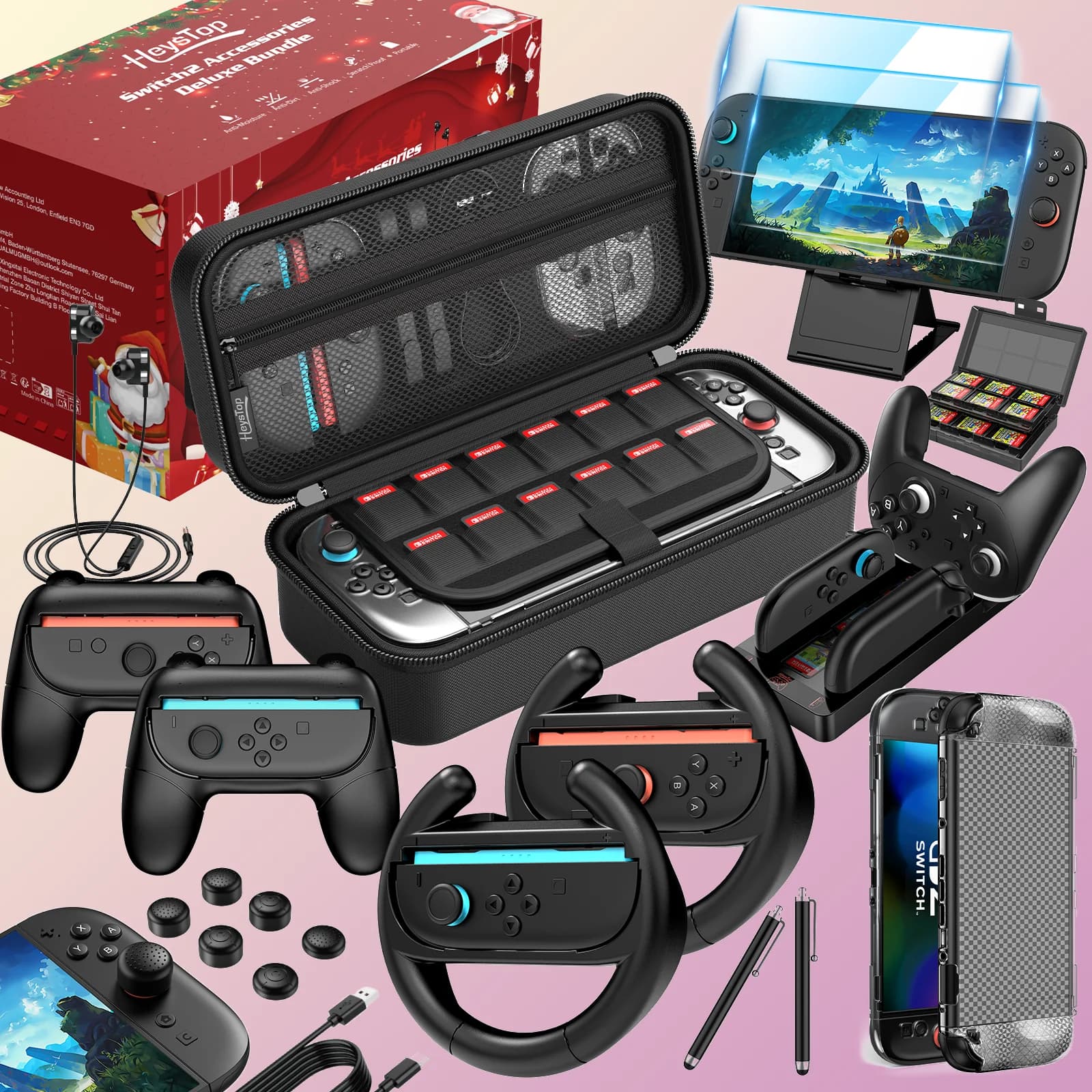 Set di accessori di gioco adatto per Switch 2: custodia quadrata, custodia protettiva, copertura del controller e base di ricarica, ecc.