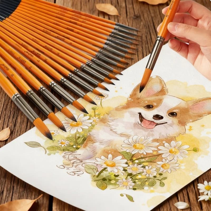 Nylon Paint Brushes Good Water Storage Effect Not Easy To Fall Off Gouache Watercolor Acrylic Oil Painting Graffiti Color Mixing
