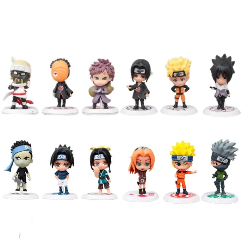Set di 6 Statuette NARUTO: Sasuke, Gaara, Uchiha Madara, 7-8cm, 2 Stili, Miniature da Collezione