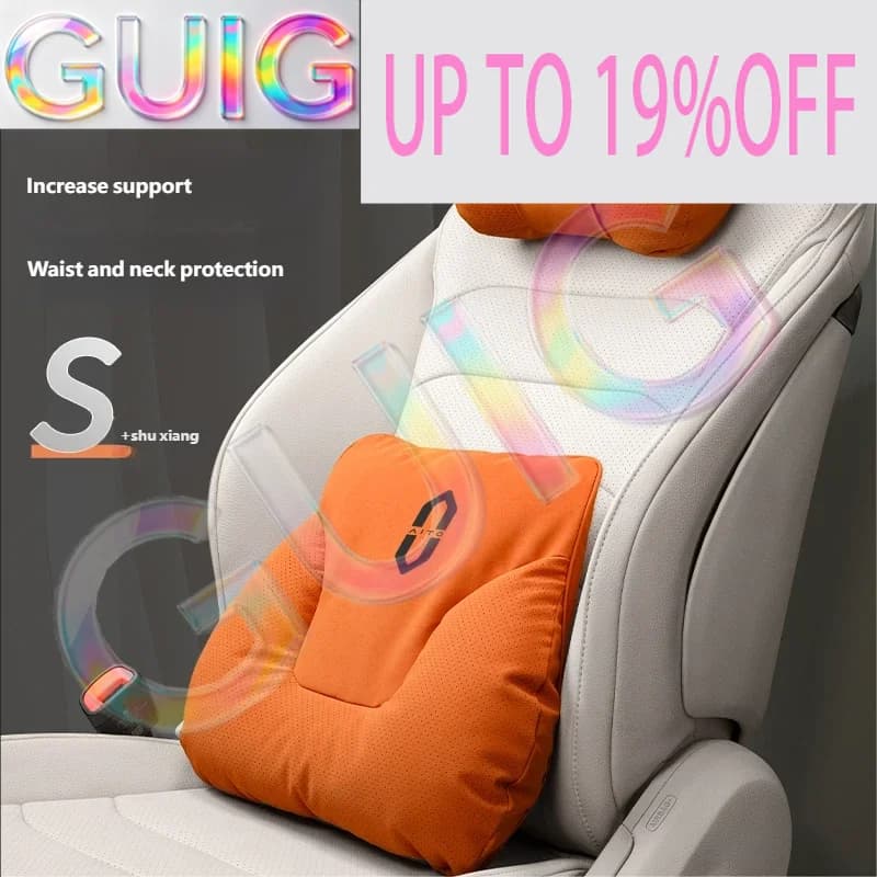 Universal Leather Car Lumbar Support Cushion for AITO M5 M7 2022 2023 Series Car Seat Headrest Adjustable Neck And Back Support