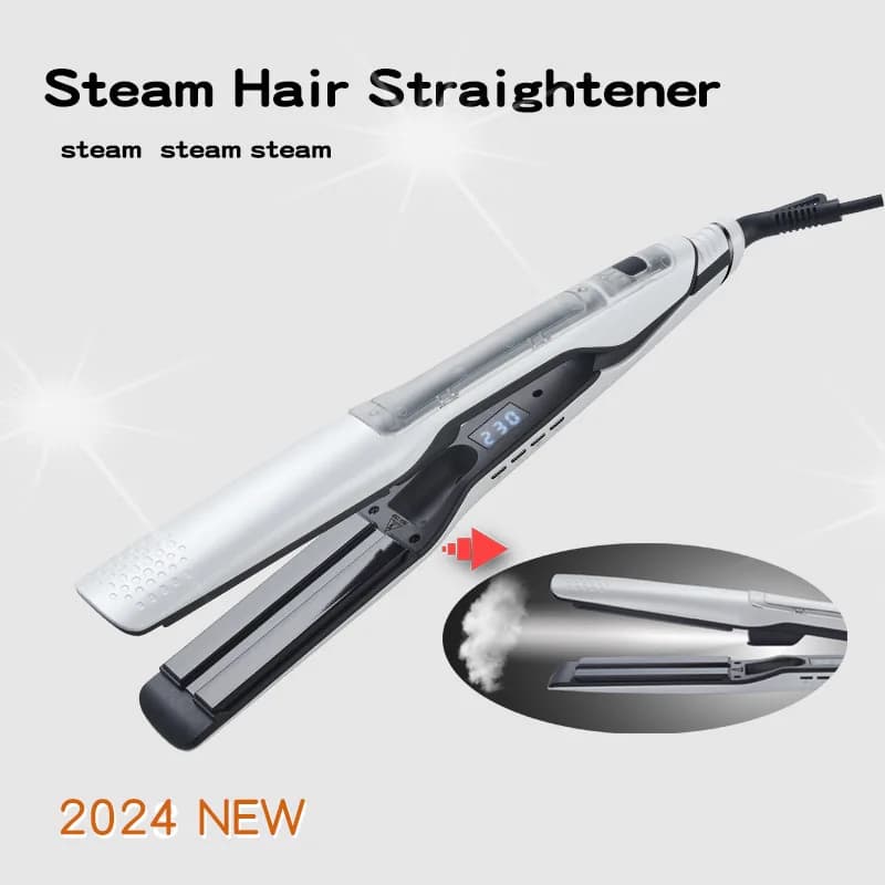 Steam LCD Electric Hair Plate Extended Water Tank No hair damage Spray Curl Straight Compensed for Double Purpose