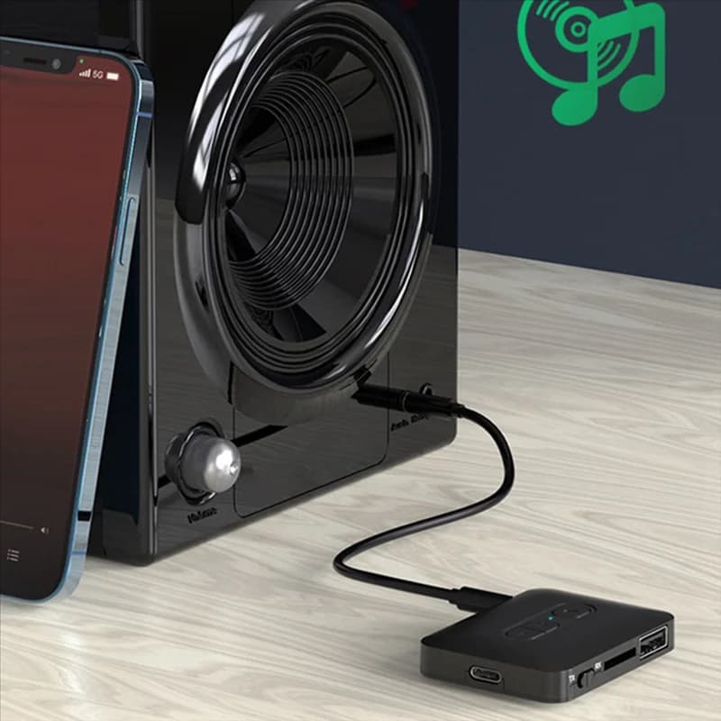 Elegante trasmettitore ricevitore audio Bluetooth 5.4 USB U-Disk TF Card Play Adattatore wireless per musica stereo AUX da 3,5 mm con microfono