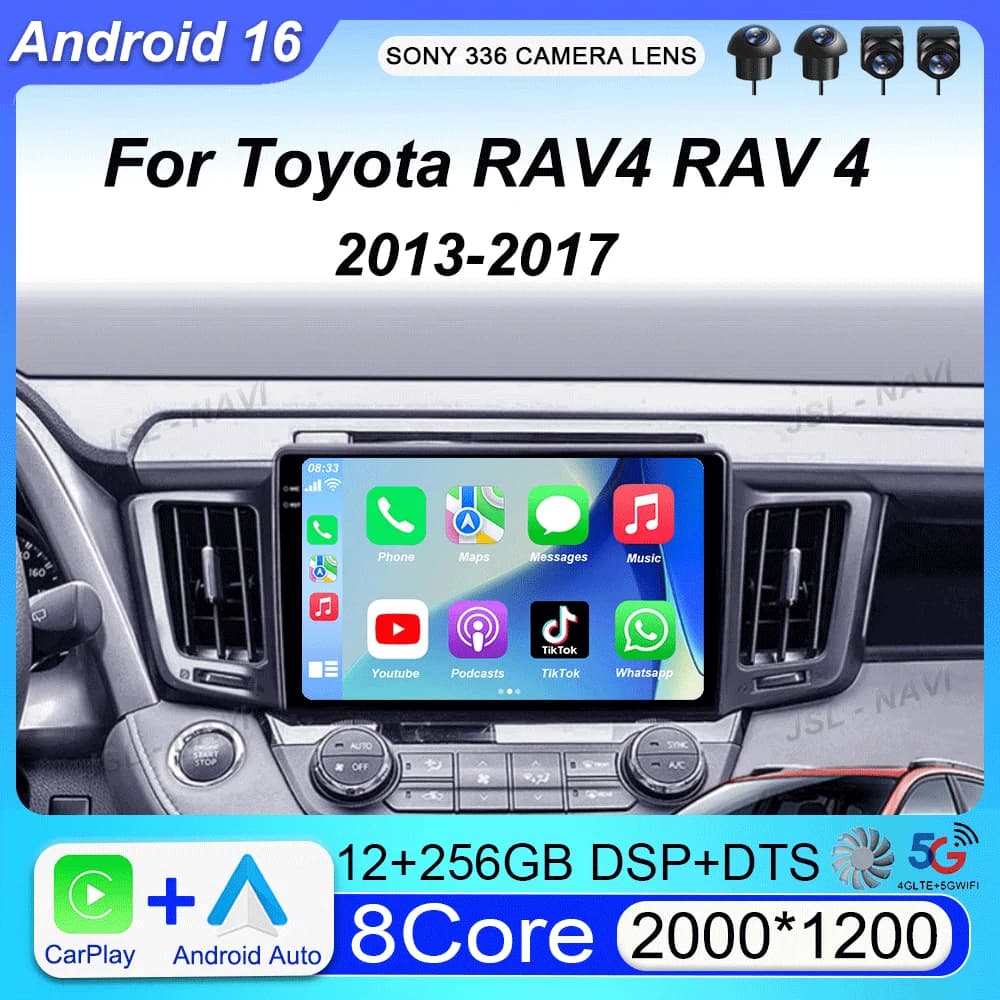 Autoradio per Toyota RAV4 RAV 4 2013 - 2017 Multimedia Android 16 Lettore Video 4G Carplay GPS Stereo Head Unit Auto WIFI+4G