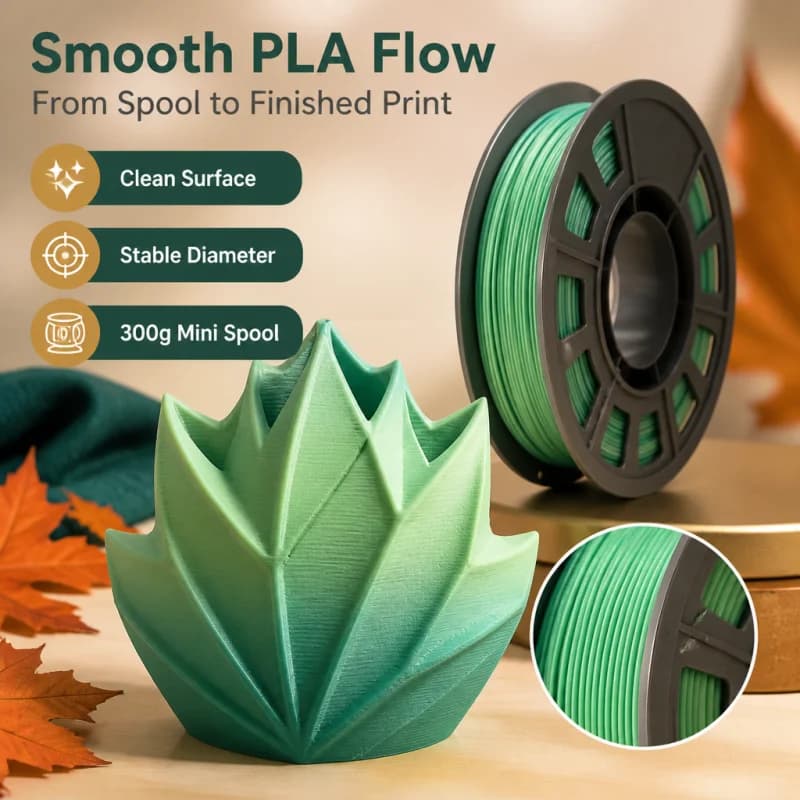 Matte Gradient PLA Filament 1.75mm 300g Mini Spool - Mint Green Multi Color Rainbow Rainbow Pastel PLA 3D Printer Material Neat Winding for Bambu Lab Ender 3