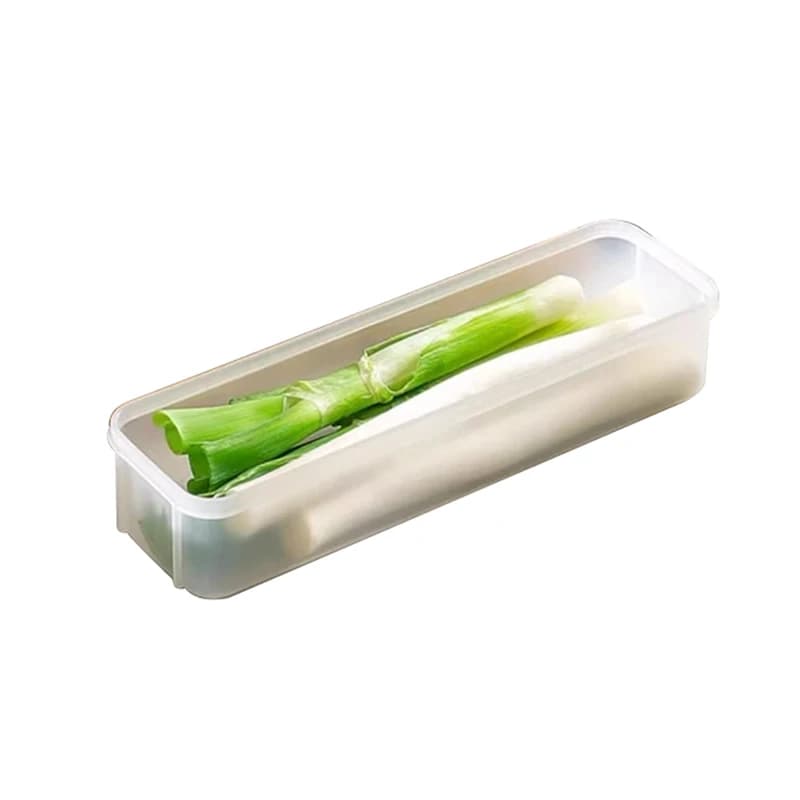 Set di 4 Contenitori Organizzatori per Frigorifero, Accessori da Cucina, Contenitori Rettangolari Lunghi per Alimenti in Plastica Riutilizzabile