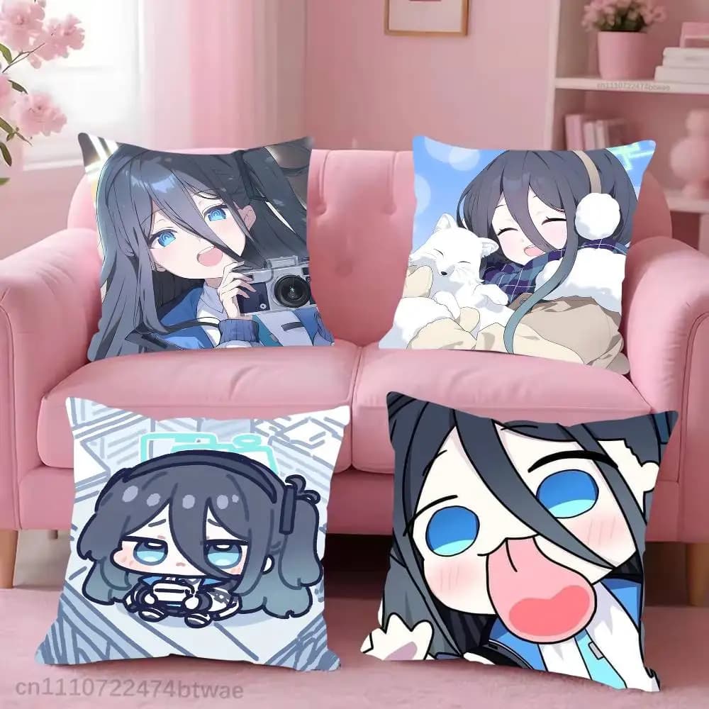 Blue Archive Tendo Arisu Cute Pillow Case For Sofa Bedroom Living Room Plush Cushion Cover Decorations and Protector