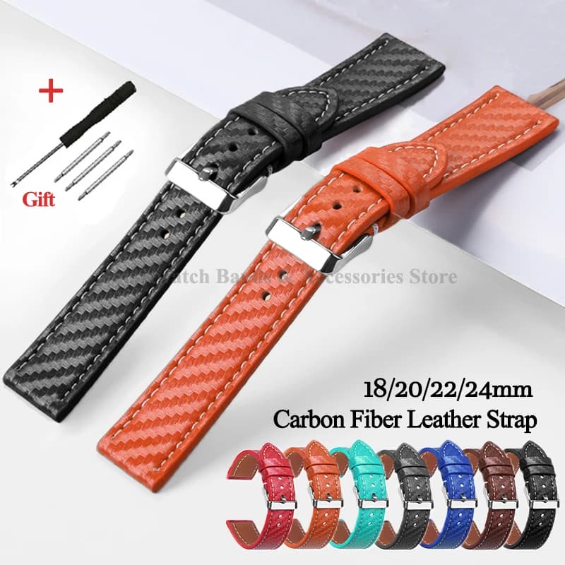 18mm 20mm 22mm 24mm cinturino per orologio in vera pelle per Huawei Watch GT3 GT2 cinturino per orologio con motivo in fibra di carbonio