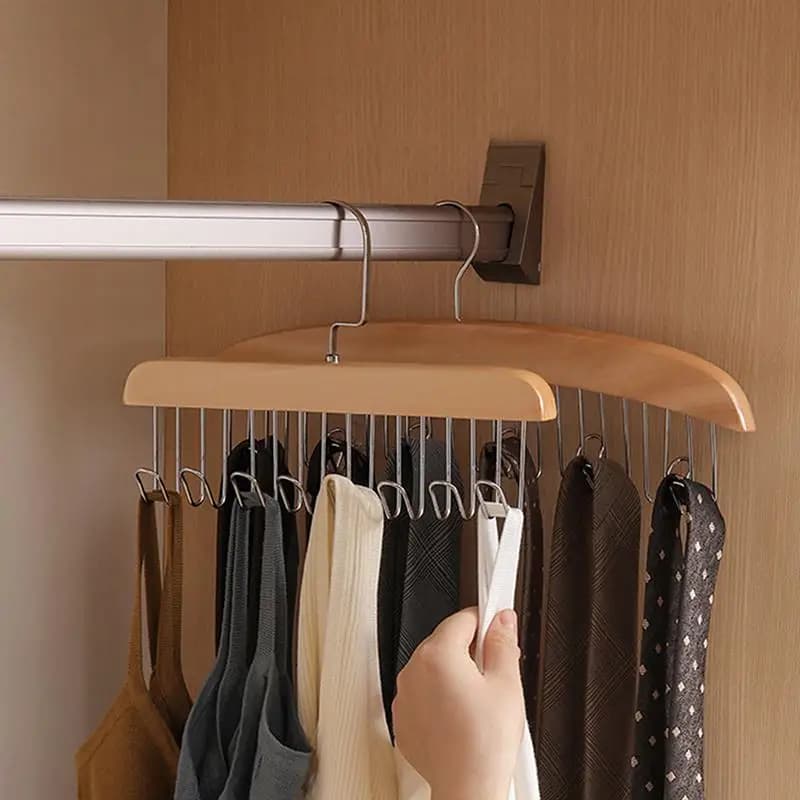 #1/2PCS Versatile Wooden Hat Organizer Rack With Hooks Caps Belts Ties Storage Space-Saving Home Retail Display Clothes Storage