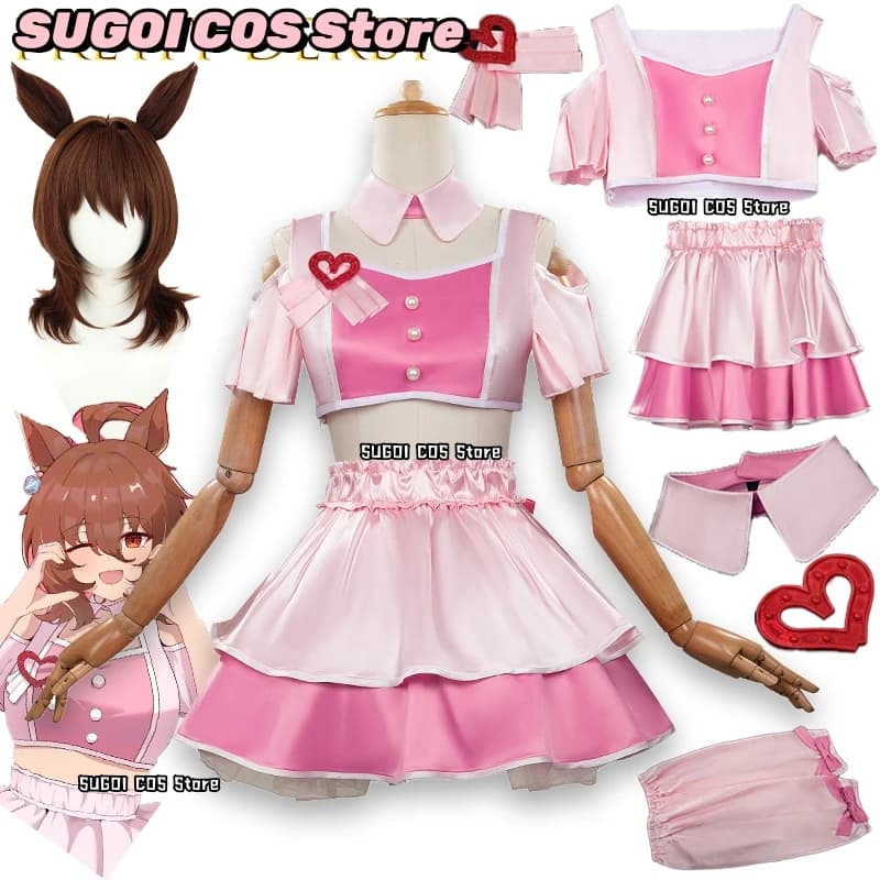 SU COS S@Game Umamusume: Pretty Derby Still in Love Costume Cosplay 4.5 Anniversario Abito rosa Parrucca in jersey della squadra Donna Halloween