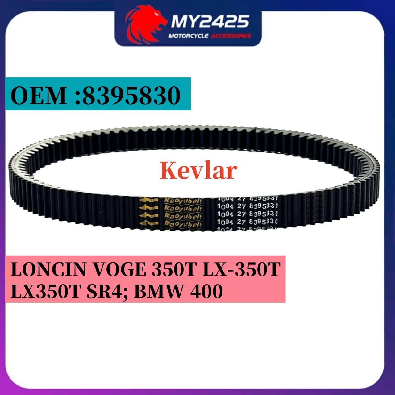 Cinghia di trasmissione Kevlar 8395830 per BMW 400 LONCIN VOGE 350T LX-350T LX350T SR4 1004 27 BWM 8395830