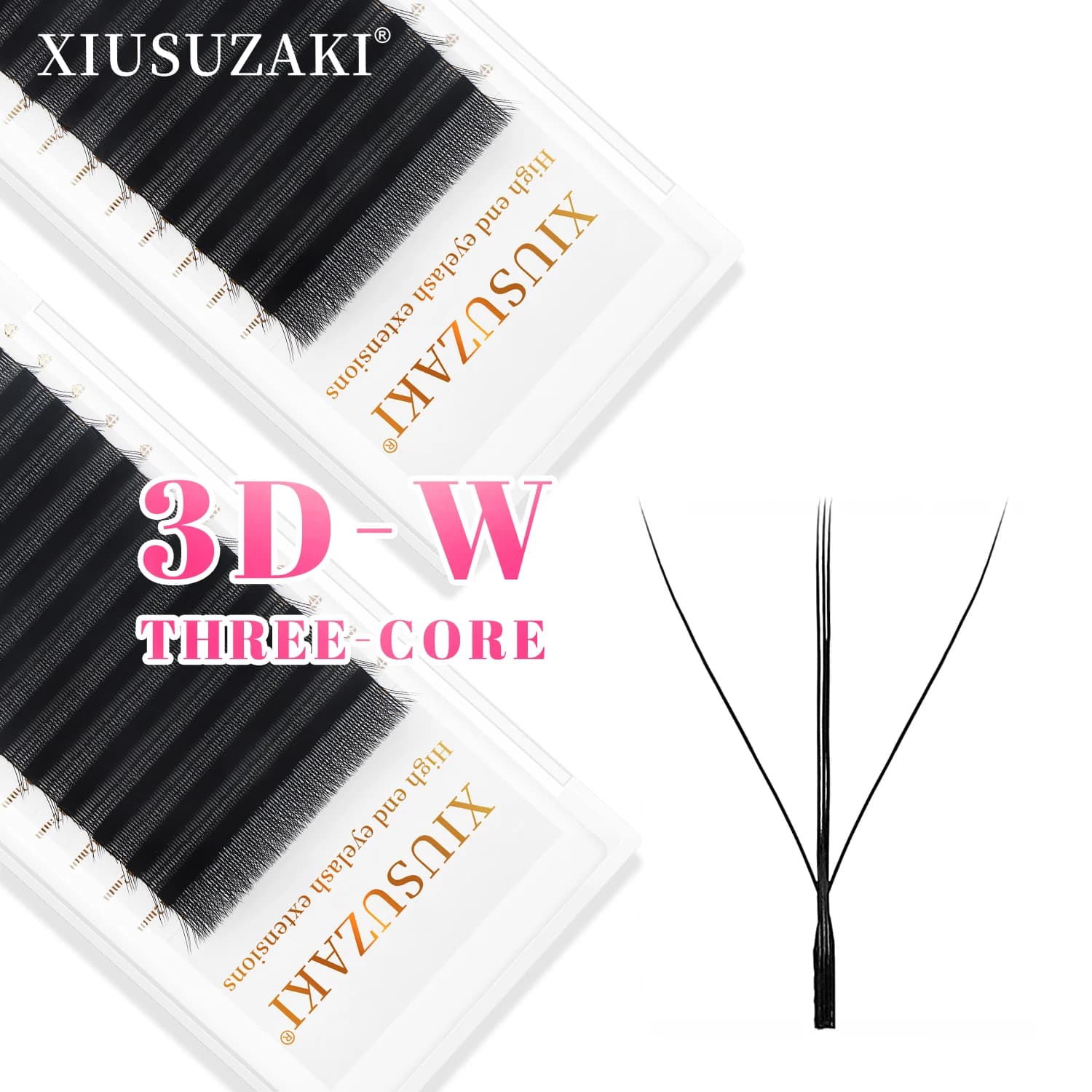 XIUSUZAKI 3D W Eyelash W 3D Shape Three-Core Triple Tips Eyelash Extensions Blister Pre-packed Natural Wind Volume Fake Eyelashes
